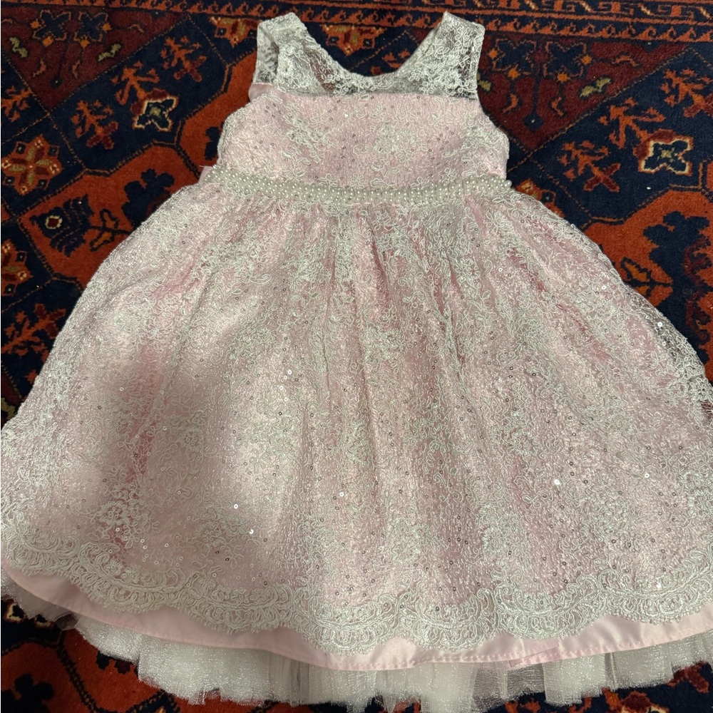 Elegant Pink Lace Kids Dress